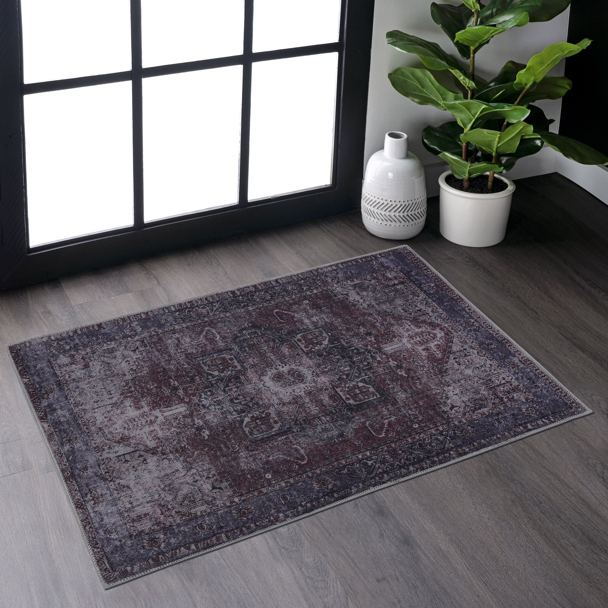 Naar 2x3  Washable Area Rugs, Low-Pile, Non-Slip, Non-Shedding, Foldable, Kid & Pet Friendly