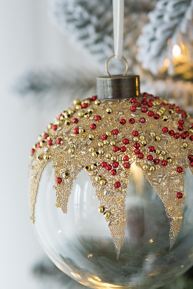 Clear with Gold Christmas Ball Ornaments,  Set of 6