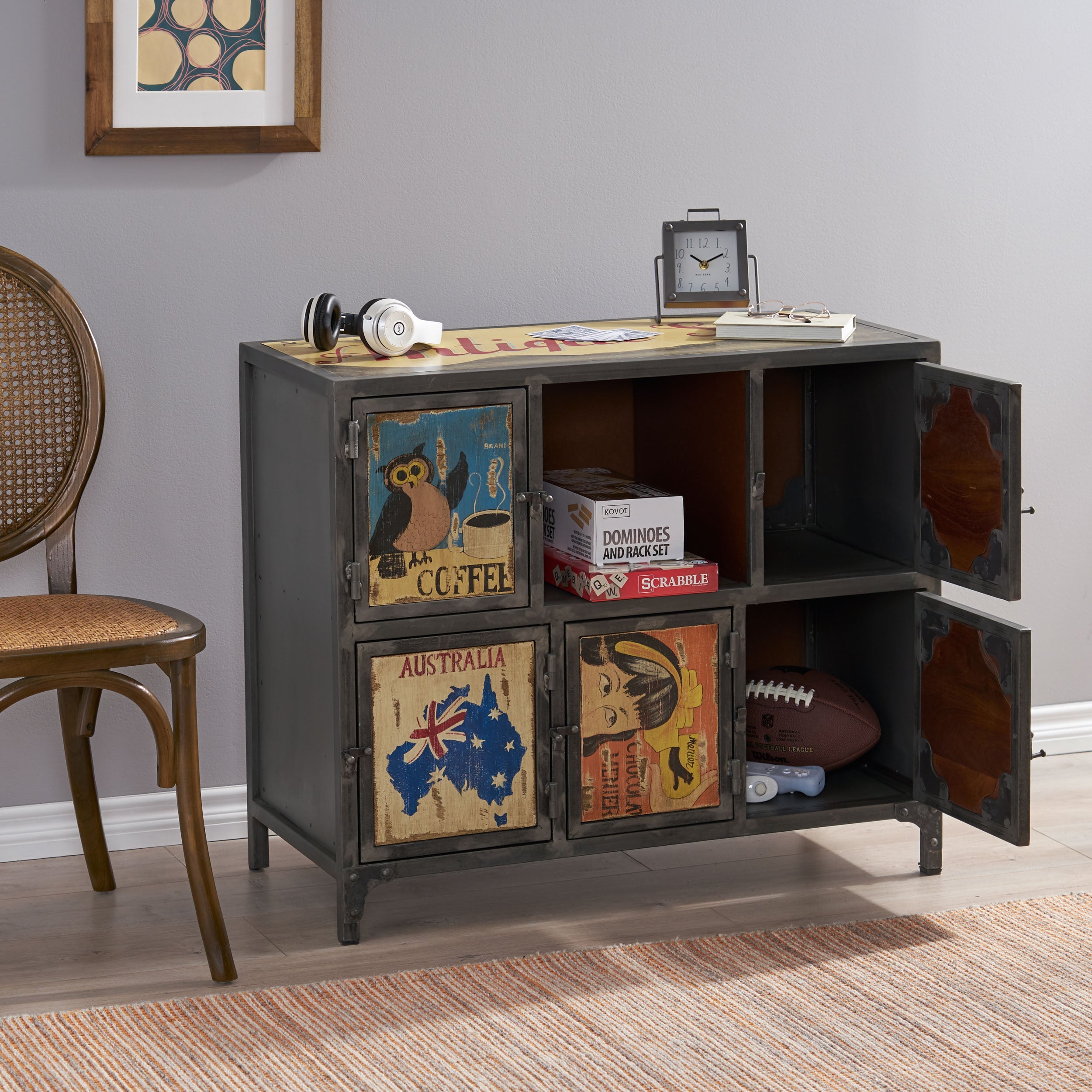 Tm Home Wooden  Iron Cabinet