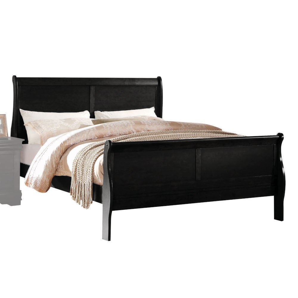 Louis Philippe Black Finish King Sleigh Bed