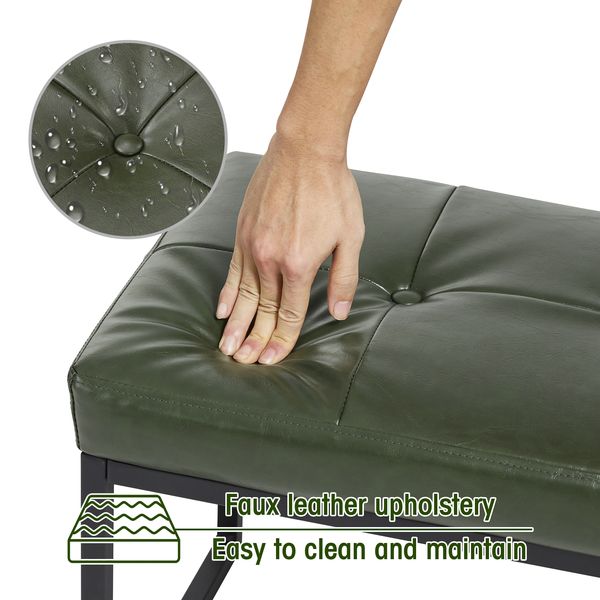 Glitzhome Modern PU Leather Chic Ottoman Stools