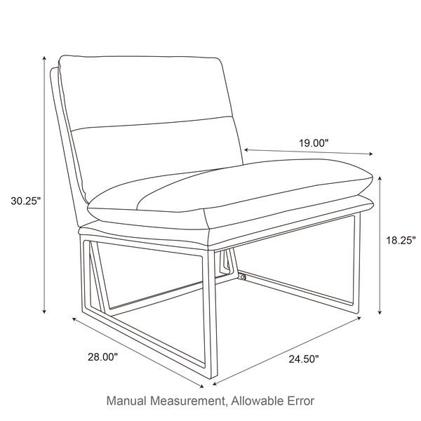 glitzhome Coffee Thick Leatherette Accent Chair with Metal Frame& Backrest