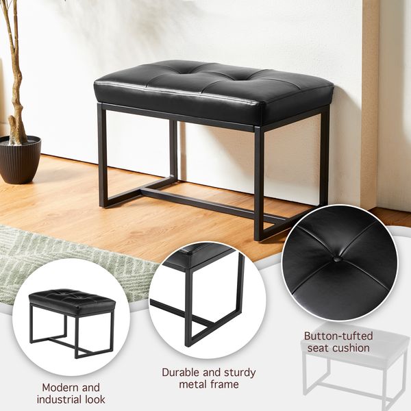 Glitzhome Modern PU Leather Chic Ottoman Stools