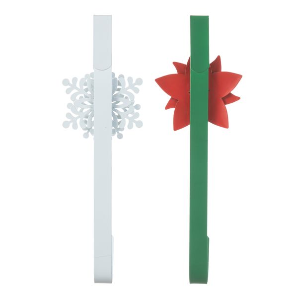 14-inch Christmas Wreath Hangers for Front Door, Metal Door Hangers with Snowflake & Poins