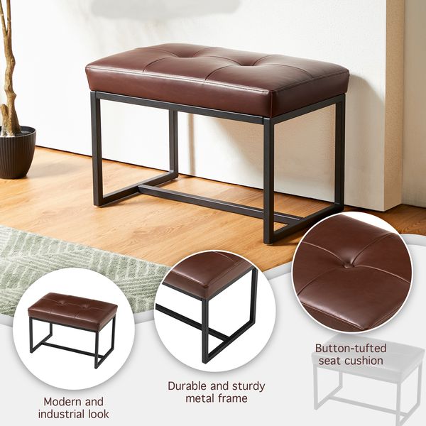 Glitzhome Modern PU Leather Chic Ottoman Stools