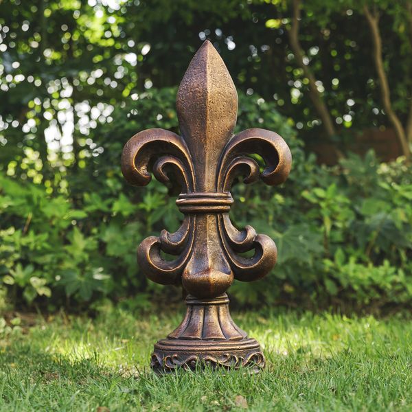 27.25'H MGO Standing Majestic Fleur De Lis Garden Statue