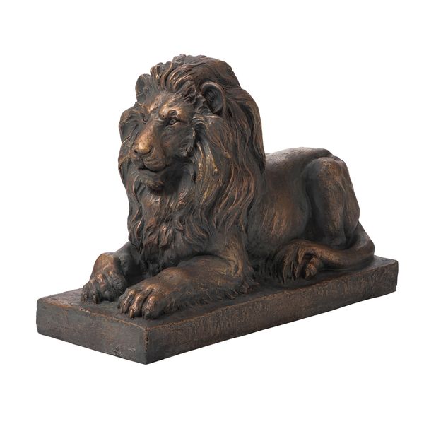 21.75"L MGO Bronze Lying Guardian Lion Garden Statue