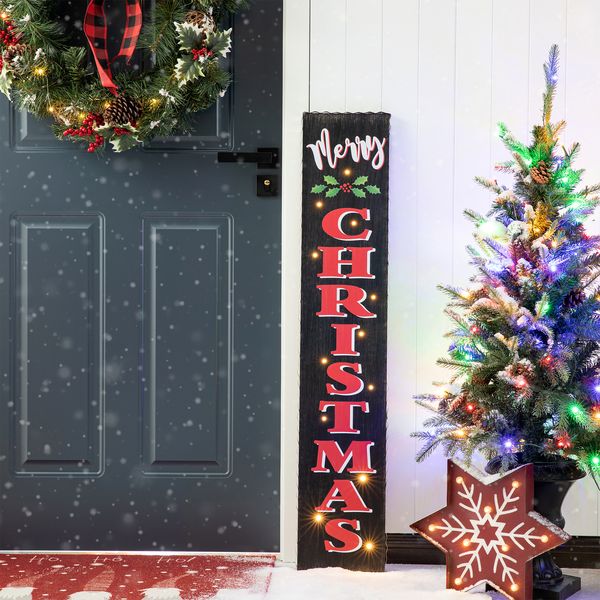 42''H Wooden Lighted "CHRISTMAS" Porch Sign with Timer