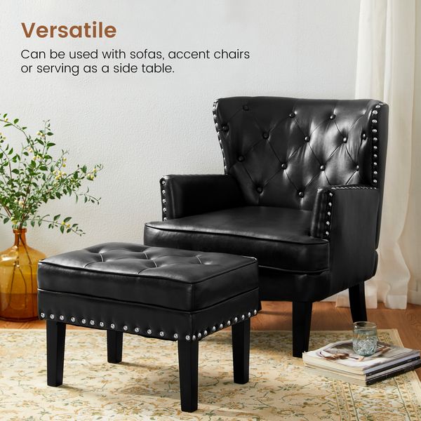 Mid-Century Modern PU Leather Vanity Accent Stool Chair