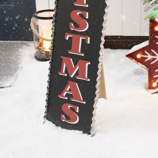 35"H Rustic Wooden Sign Black Merry Christmas Vertical Porch Decor