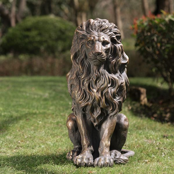 20.75"H MGO Sitting Lion Garden Statue