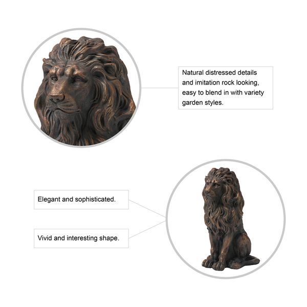 20.75"H MGO Sitting Lion Garden Statue