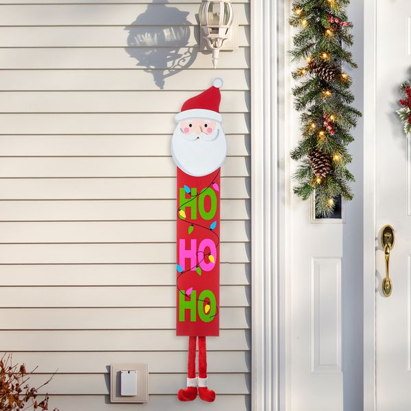 54"H Christmas Wooden "HOHOHO" Santa Porch Sign with Fabric Dangling Legs