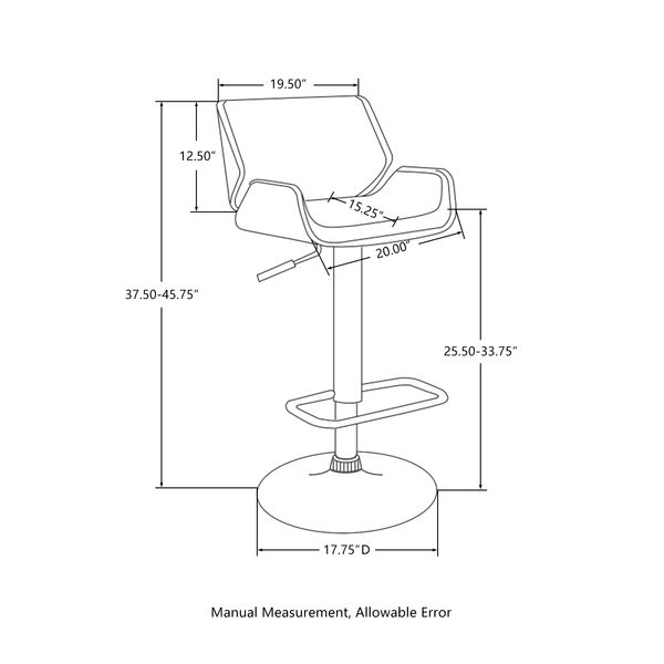 Set of 2 Modern Black Adjustable Swivel Bar Stools