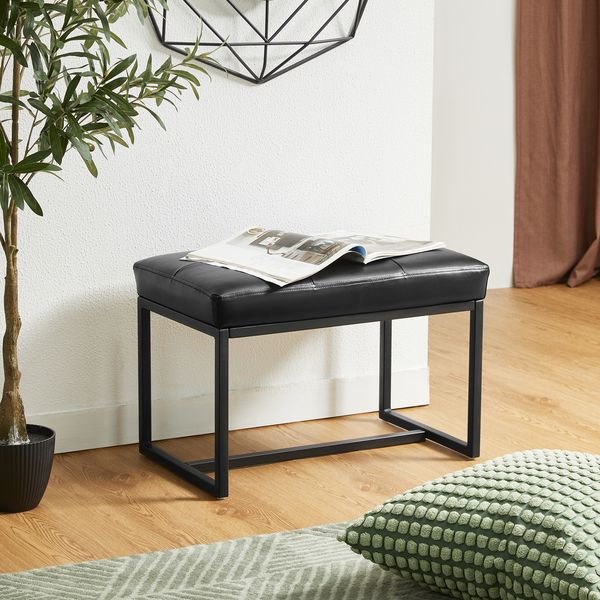 Glitzhome Modern PU Leather Chic Ottoman Stools