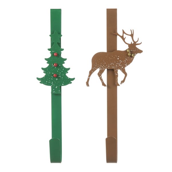 2 Pack Wreath Door Hanger Over The Door Metal Wreath Hooks for Front Door, Christmas Wreat