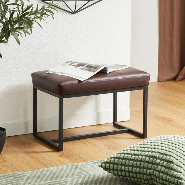 Glitzhome Modern PU Leather Chic Ottoman Stools