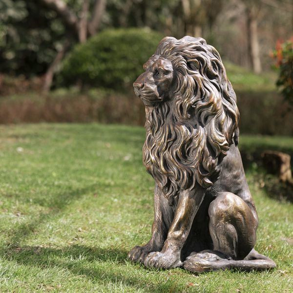 20.75"H MGO Sitting Lion Garden Statue