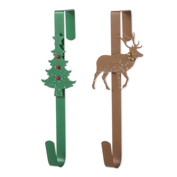 2 Pack Wreath Door Hanger Over The Door Metal Wreath Hooks for Front Door, Christmas Wreat