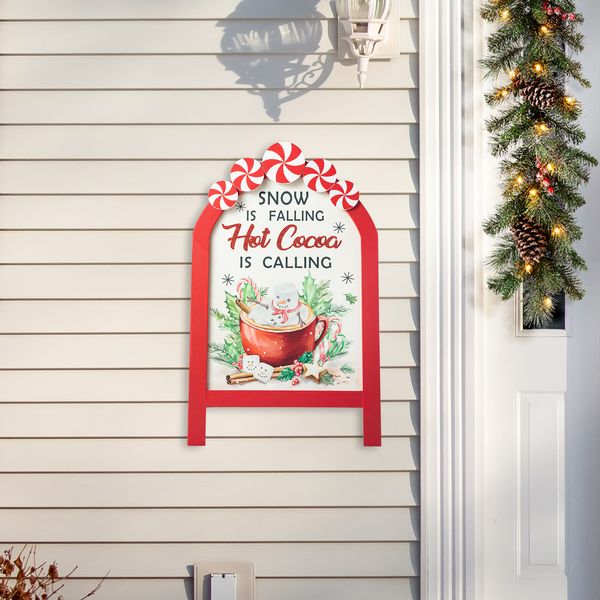 24.25"H Christmas Wooden Peppermint Easel Porch Decor