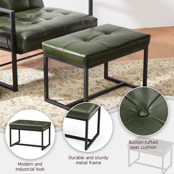 Glitzhome Modern PU Leather Chic Ottoman Stools