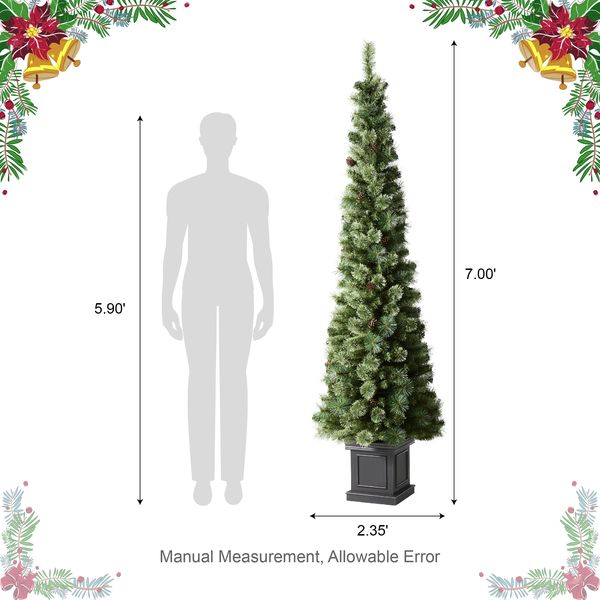 7ft Pre-Lit Pine Remote Christmas Porch Tree With 200 LEDs, 9 Modes