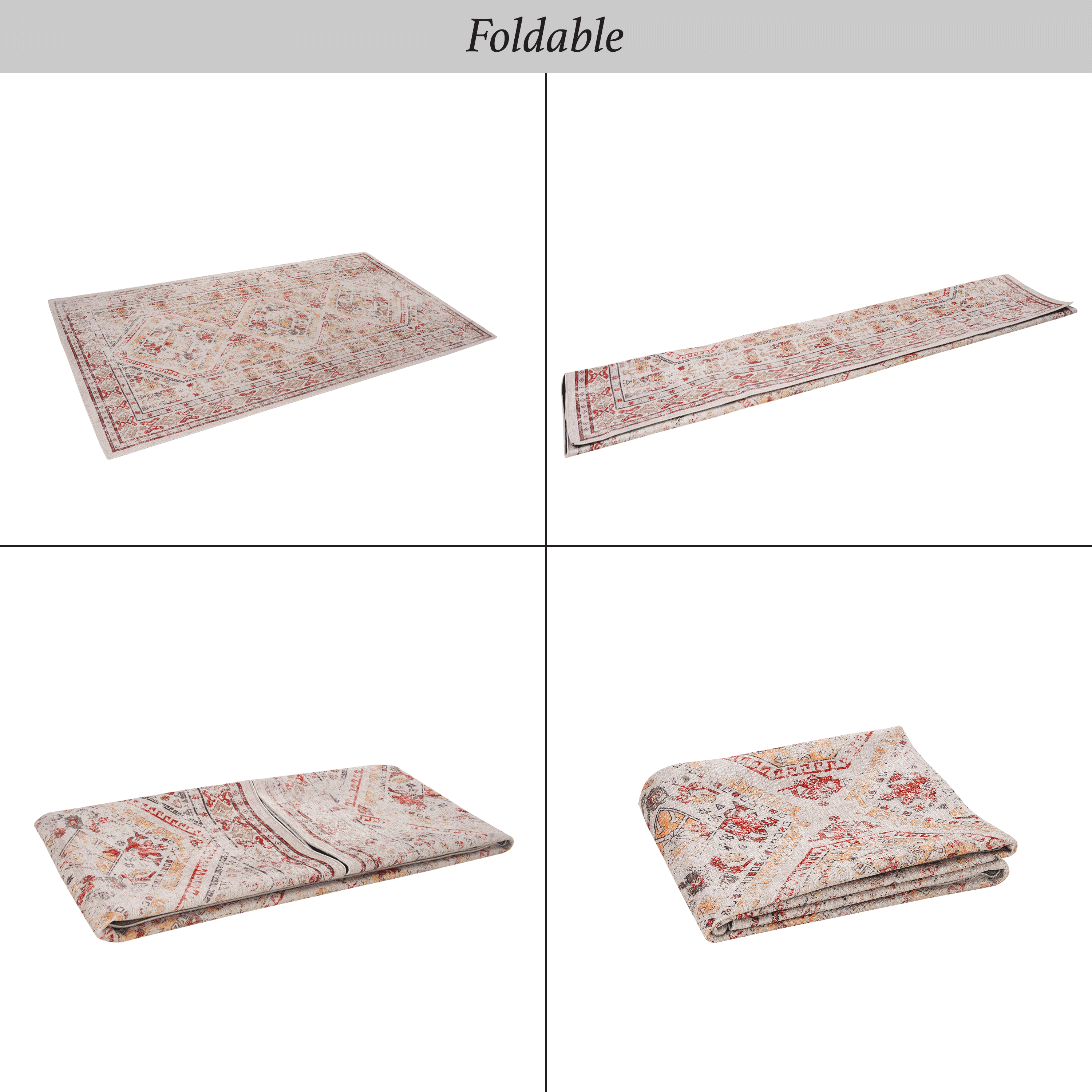 Naar 4x6 Area Rug, Washable Rug, Low-Pile, Non-Slip, Non-Shedding, Foldable, Kid & Pet Friendly