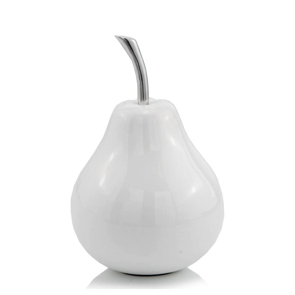 White Medium Pear Shaped Aluminum Accent Home Decor