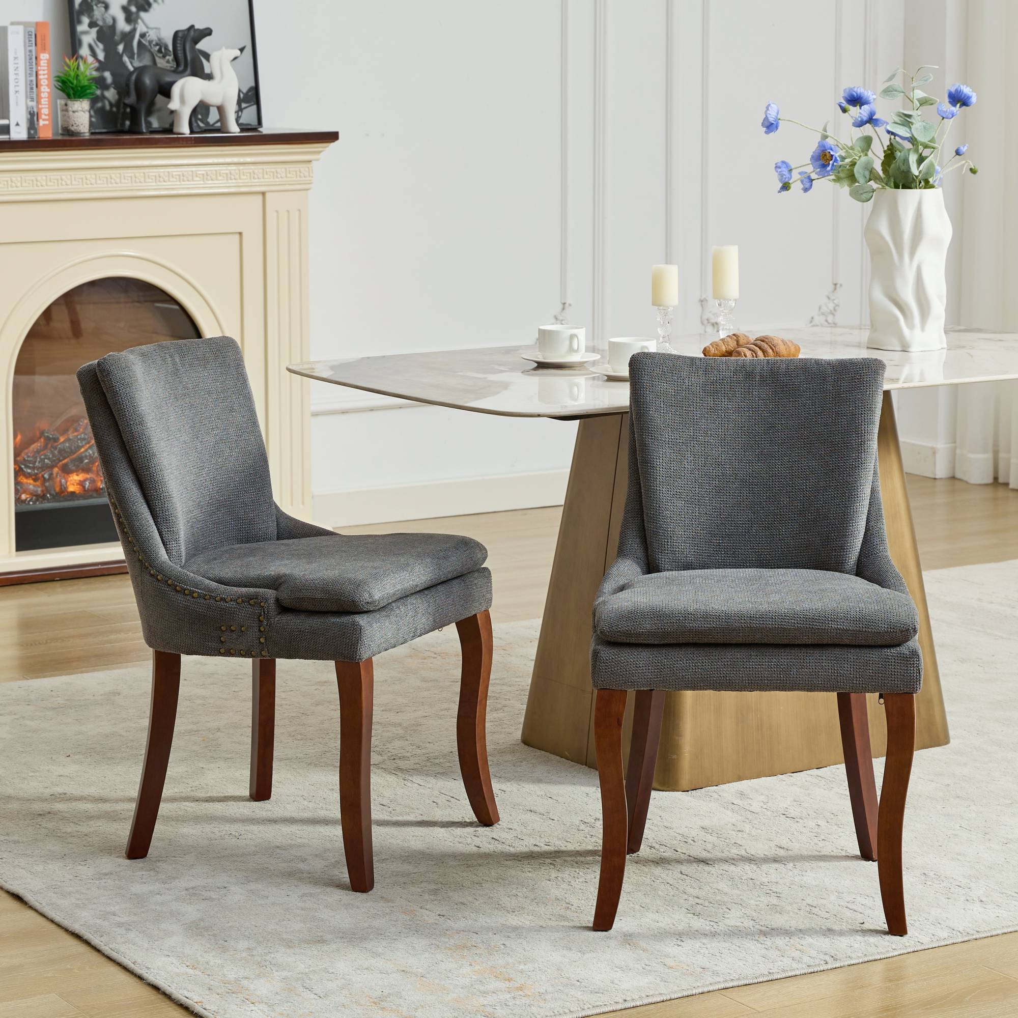 Modern Dining Chairs Set of 2, Gray