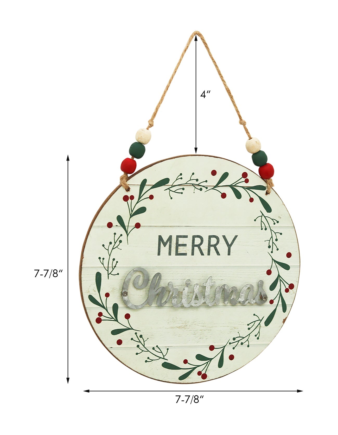 Merry Chirstmas Wood and Metal Round Wall Decor