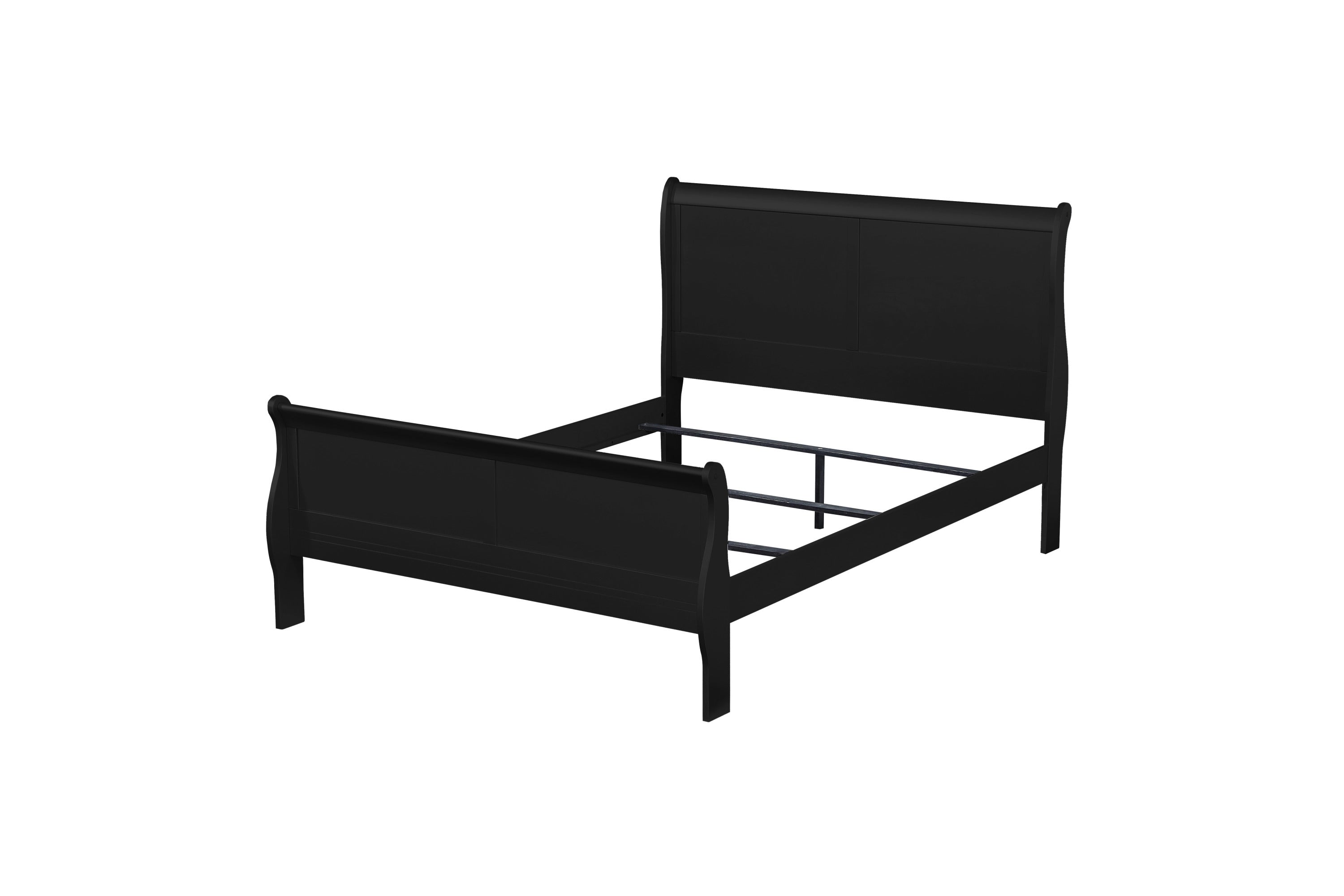 Louis Philippe Black Finish Queen Sleigh Bed