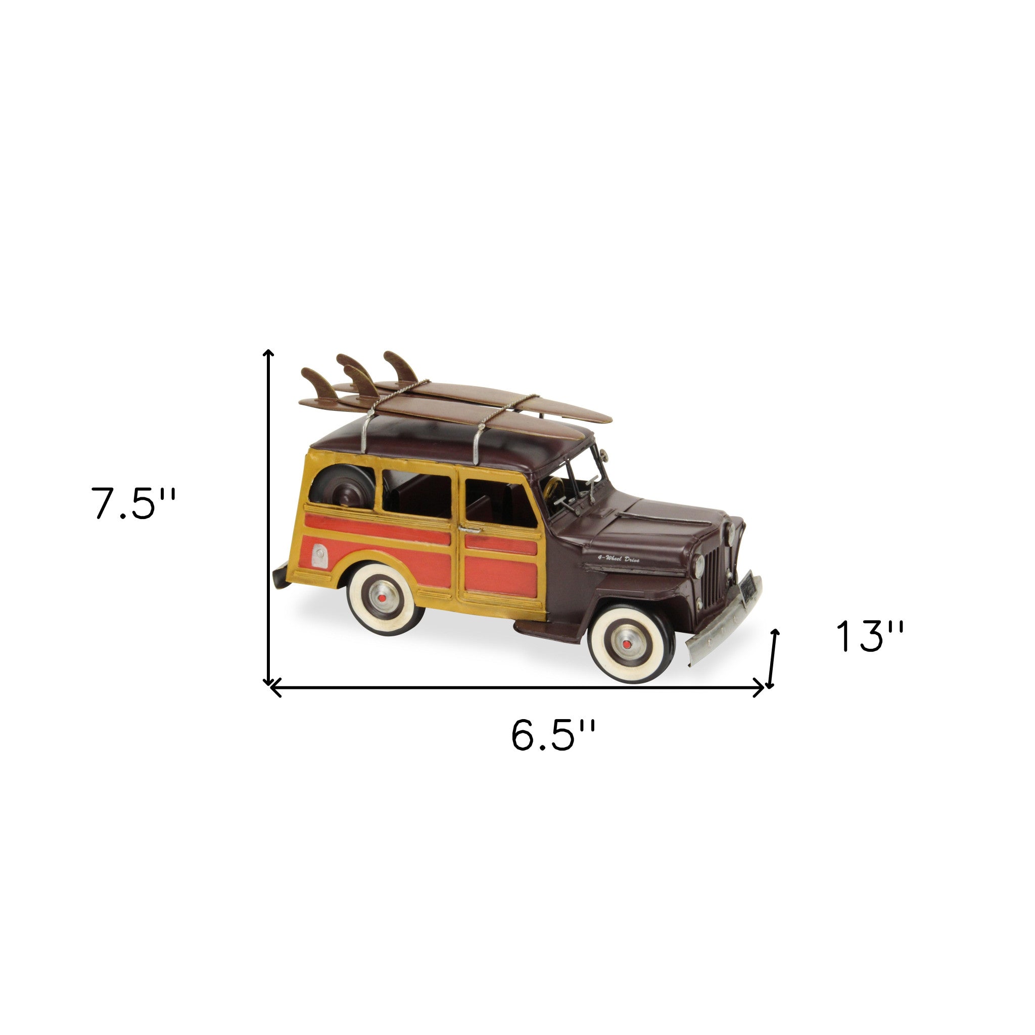 Yellow and Brown Metal Hand Painted Model Car