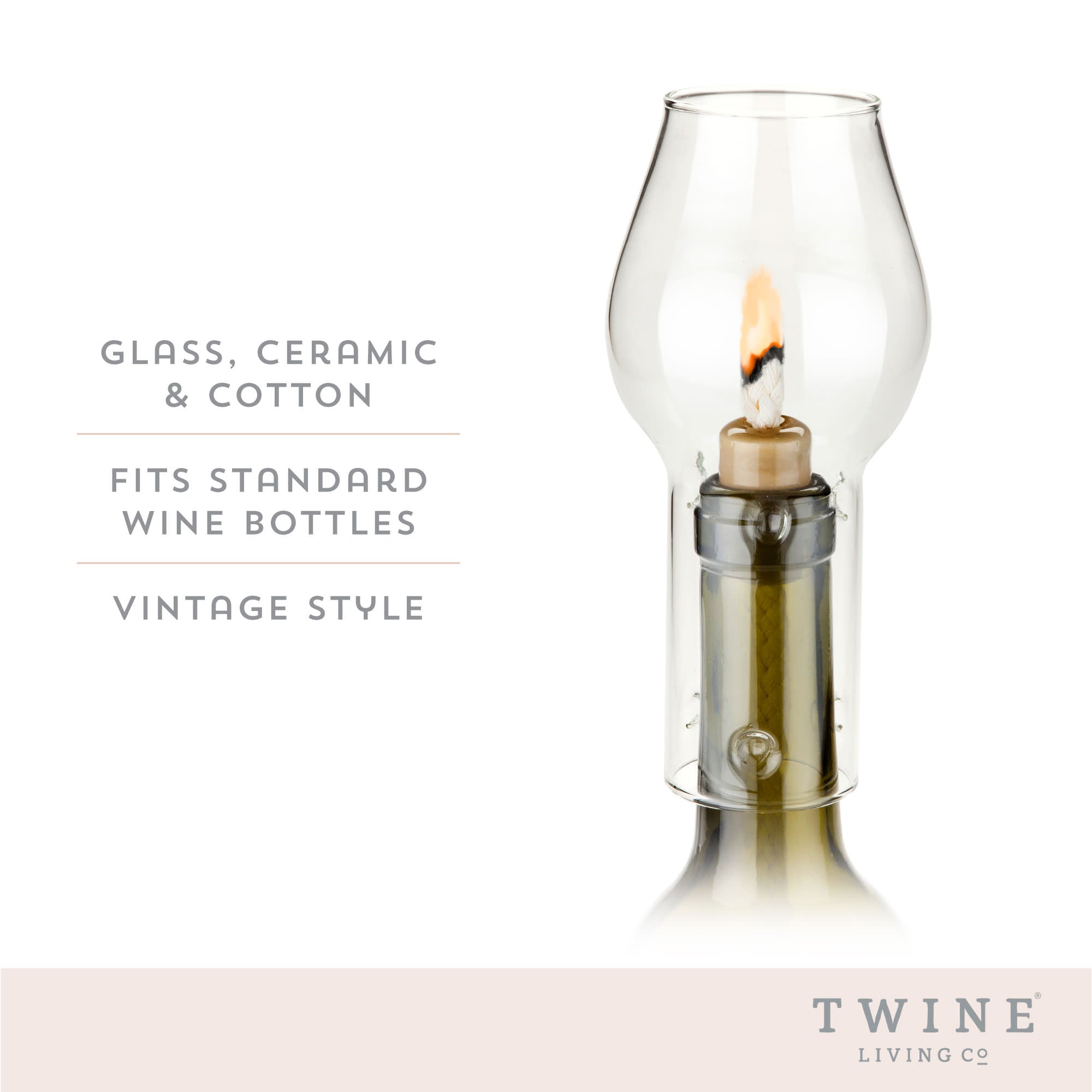 Glass Hurricane Bottle Lamp by Twine