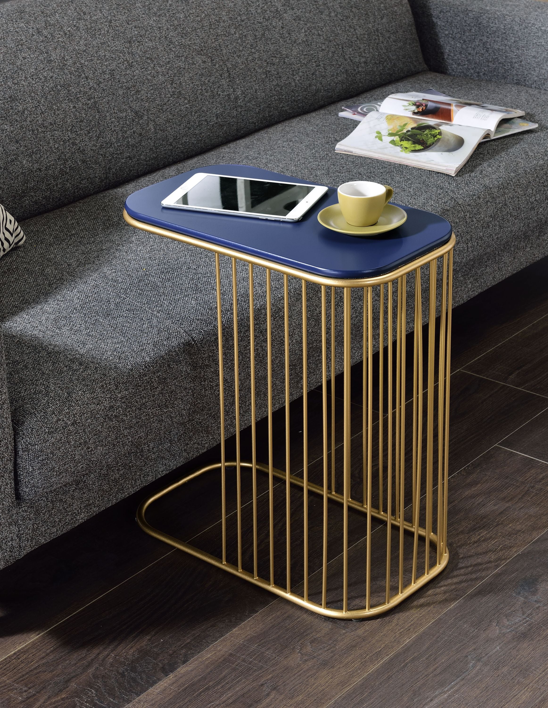 Aviena Blue and Gold Finish Display & Utility functioned Accent Table