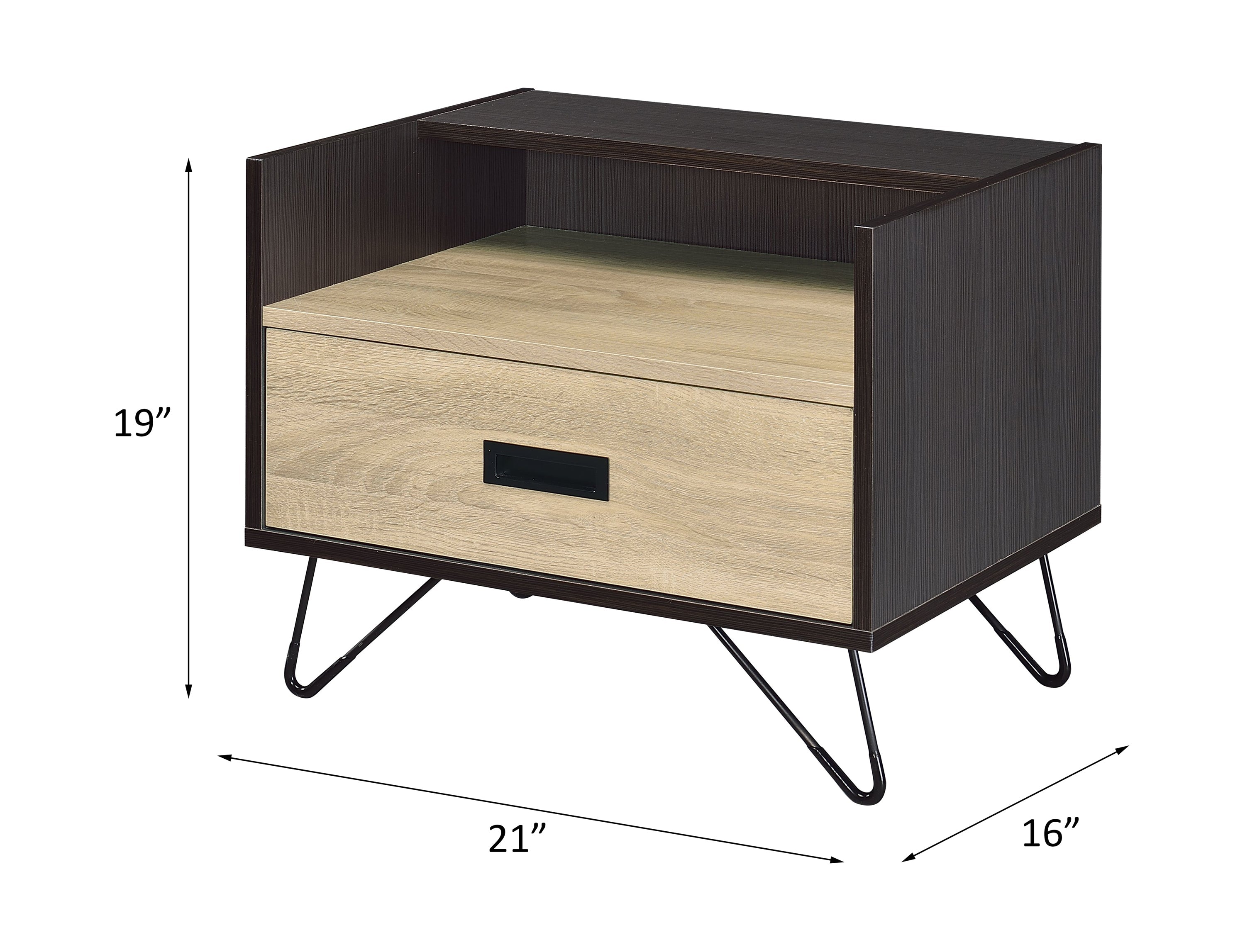 Melkree Oak & Black Finish Accent Table with Display & Utility Function