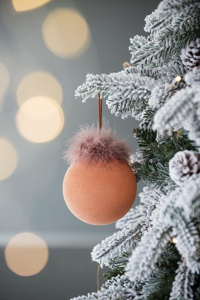 Peach and Mauve Christmas Ball Ornaments, Set of 4