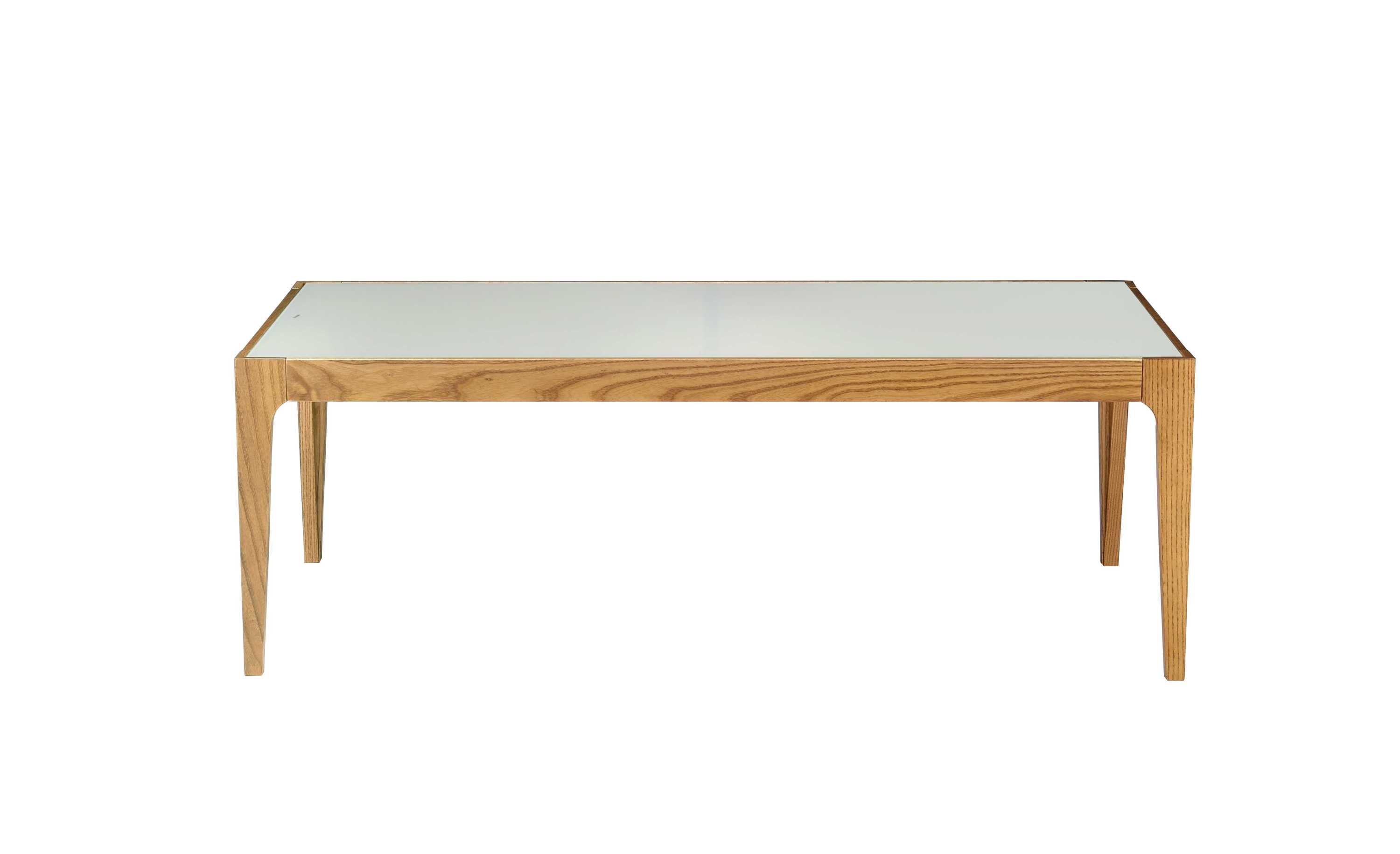 Gwynn Frosted Glass Top Natural Finish Coffee Table