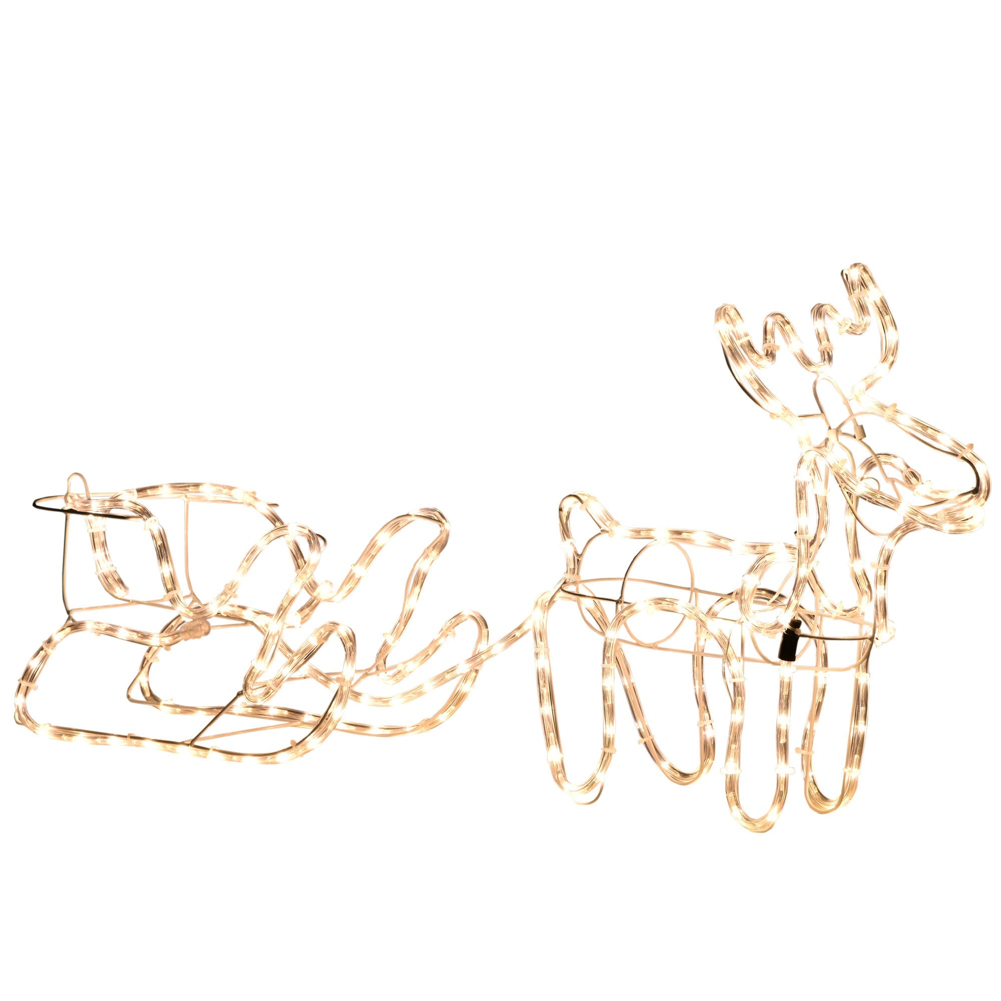 35" LED Reindeer Sleigh Outdoor Christmas Standing Figure Decoration