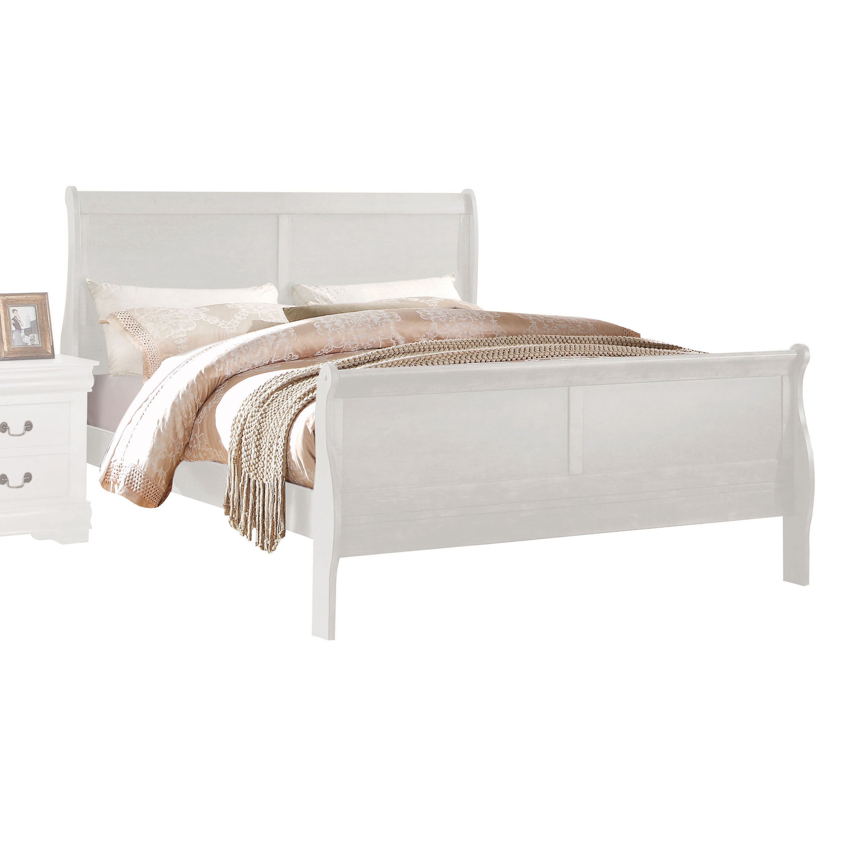 Louis Philippe White Finish  King Sleigh Bed