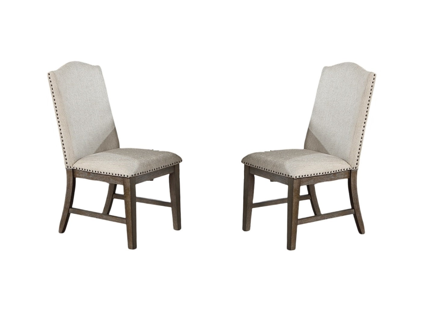 2pc Side Chairs Upholstered Back Oak Finish Nailhead Trim